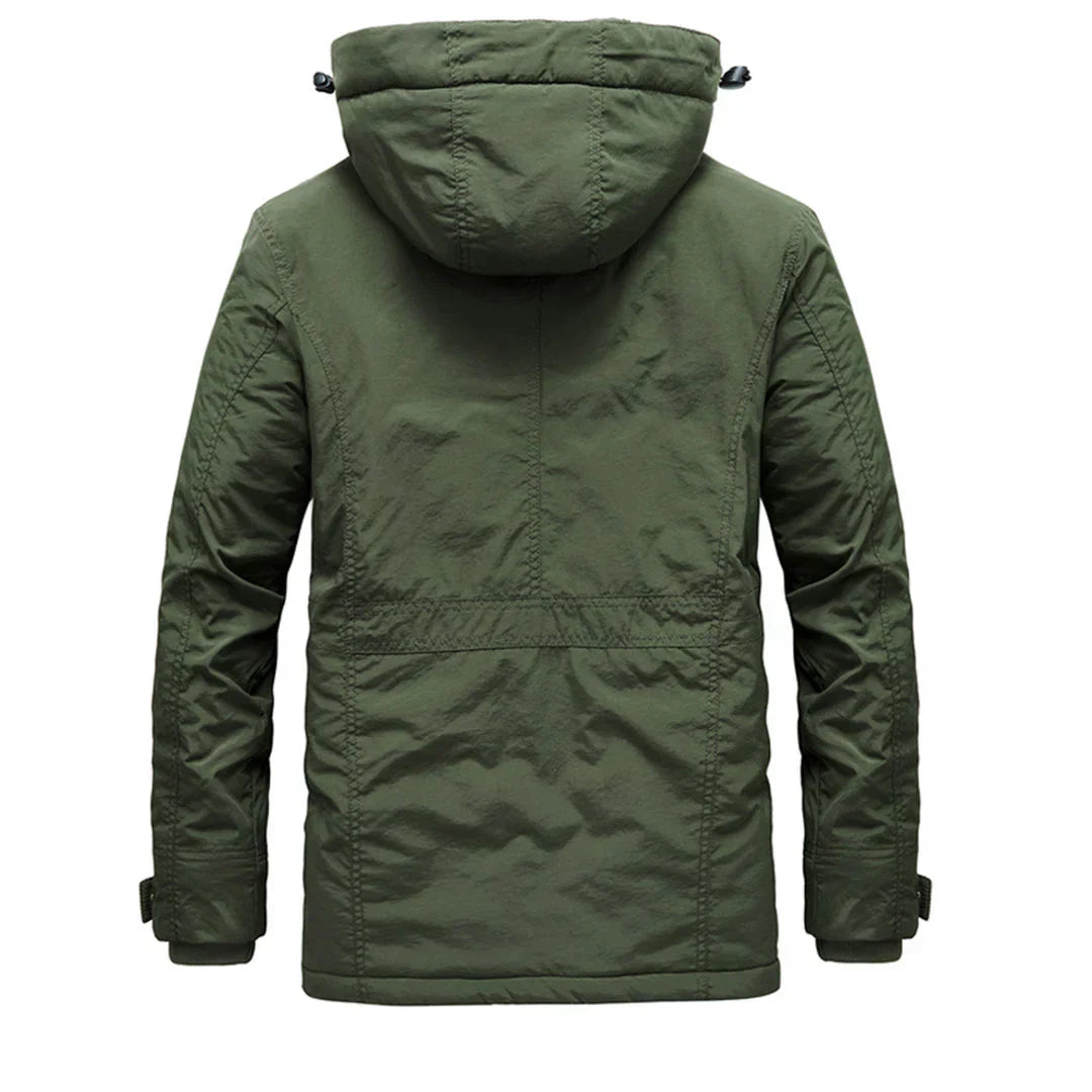 Men’s Mid Length Winter Jacket with Removable Hood-Jacket-Calvaro-ByCalvaro