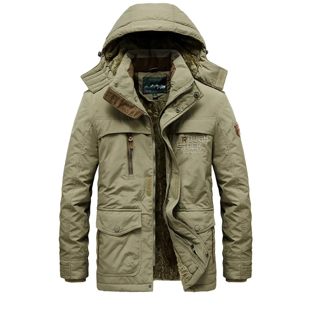 Men’s Mid Length Winter Jacket with Removable Hood-Jacket-Calvaro-ByCalvaro
