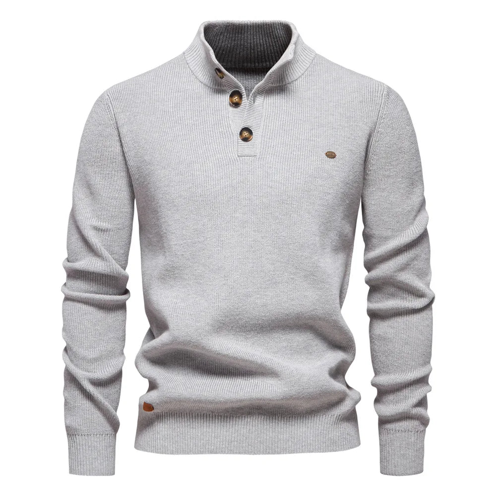Men’s Mock Neck Sweater-Sweaters-Calvaro-Light Grey-S-ByCalvaro
