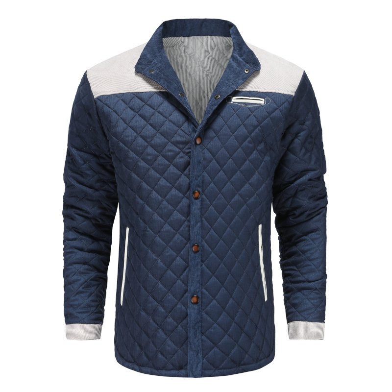 Men’s Patchwork Stand Collar Jacket-Jackets-Calvaro-ByCalvaro