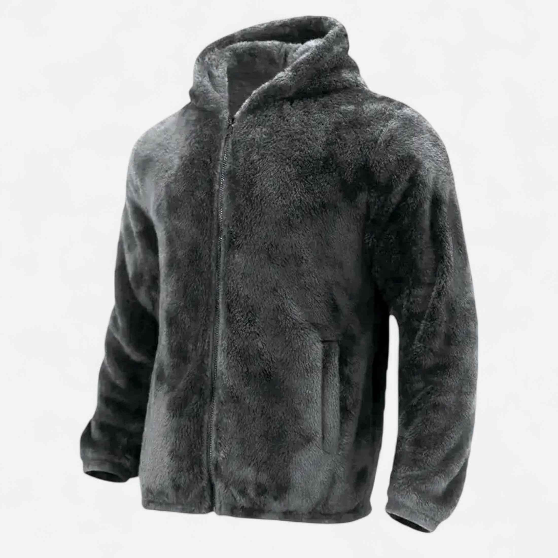 Men’s Plush Fleece Hooded Jacket-Jackets-Calvaro-ByCalvaro