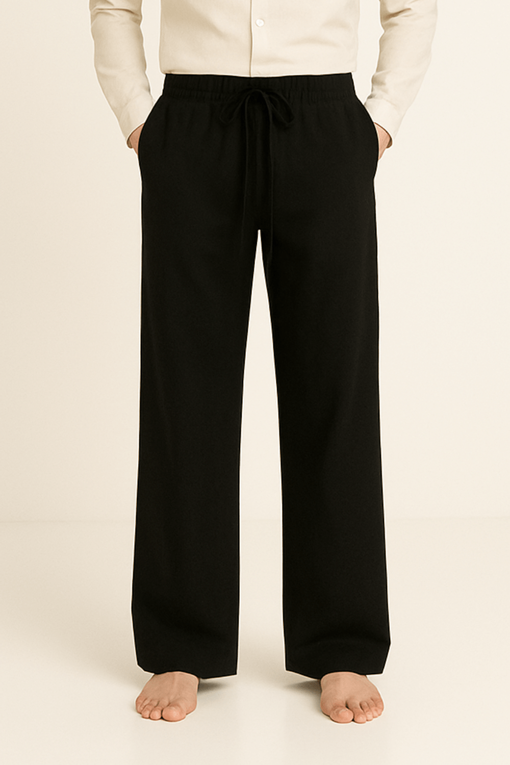 Men’s Relaxed Fit Drawstring Pants-Pants-Calvaro-Black-S-ByCalvaro