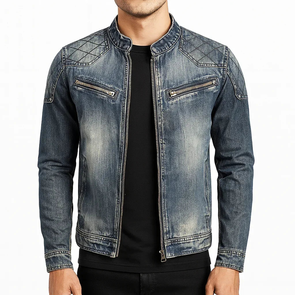 Men’s Retro Style Denim Jacket-Jackets-Calvaro-ByCalvaro
