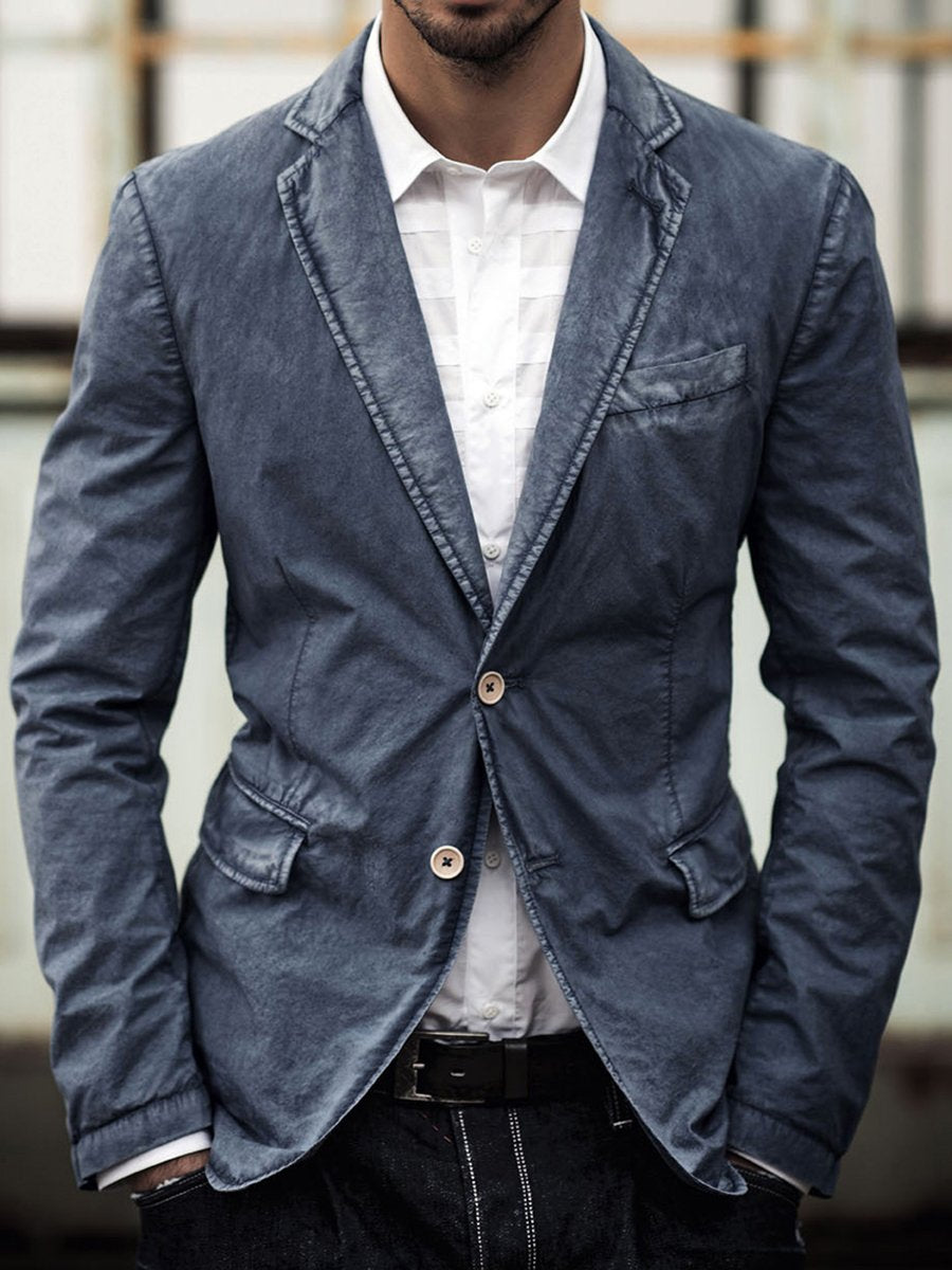 Men's Slim Fit Edge Jacket Fashionable Outerwear-Jackets-Calvaro-Blue-S-ByCalvaro