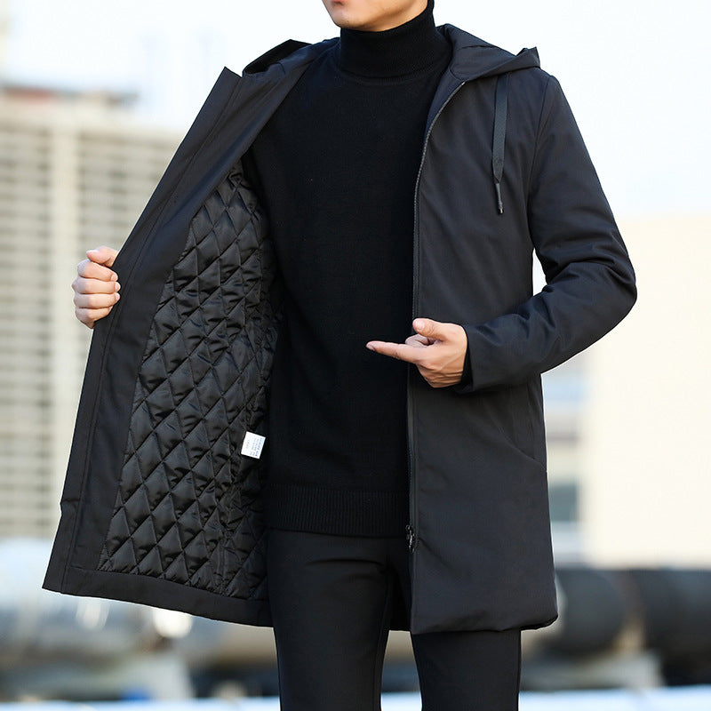 Men’s Stylish Quilted Hooded Winter Coat-Men Coats-Calvaro-Black-XS-ByCalvaro
