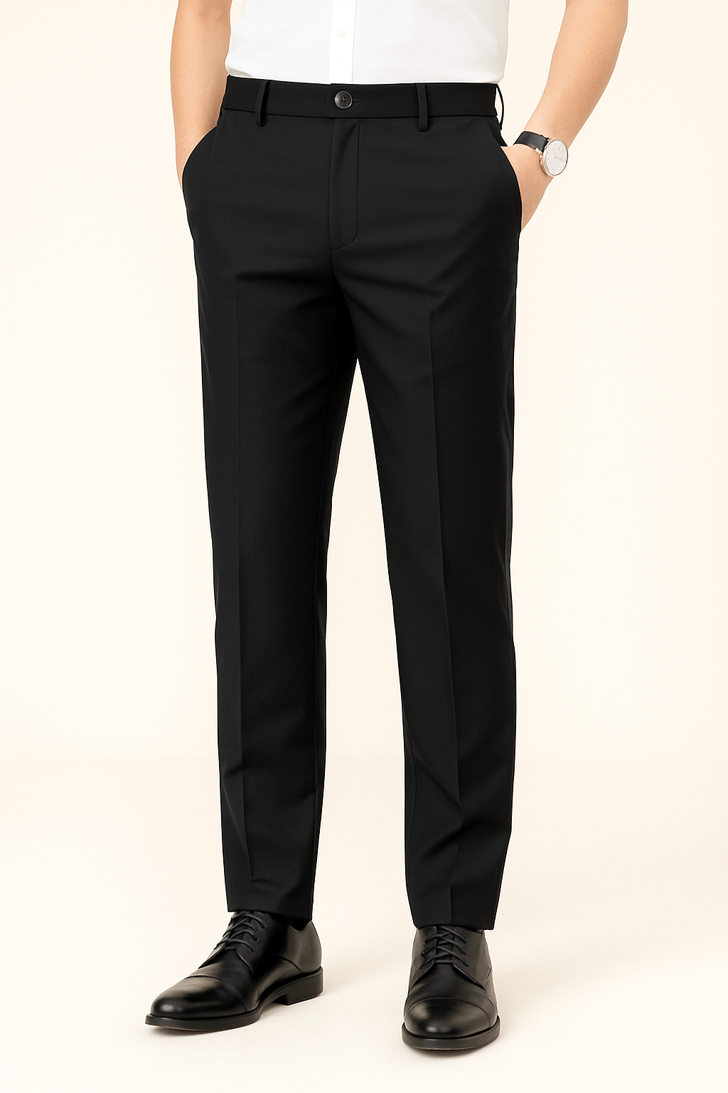 Men’s Stylish Straight Cut Trousers-Trousers-Calvaro-Black-29-ByCalvaro