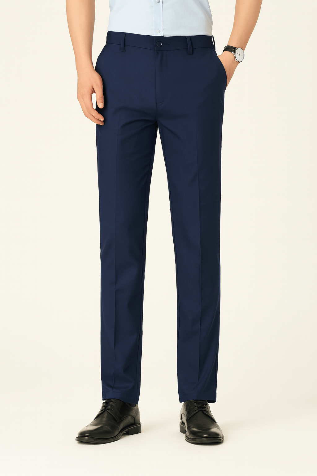 Men’s Stylish Straight Cut Trousers-Trousers-Calvaro-Navy-29-ByCalvaro