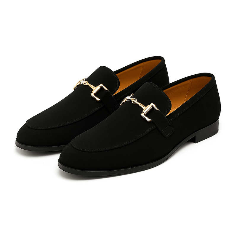 Mens Suede Loafers Comfortable Stylish Footwear-Shoes-Calvaro-Black-5-ByCalvaro