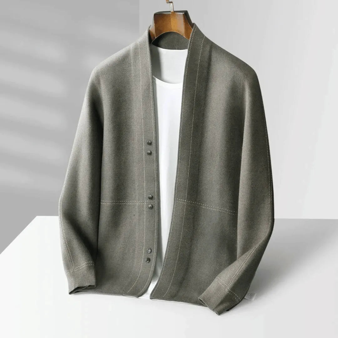 Men’s Textured Design Cardigan-Cardigans-Calvaro-Green-S-ByCalvaro