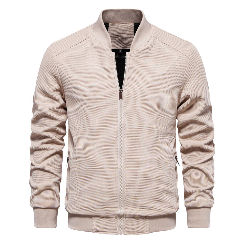 Men’s Textured Zip Up Bomber Jacket-Jacket-ByCalvaro-ByCalvaro