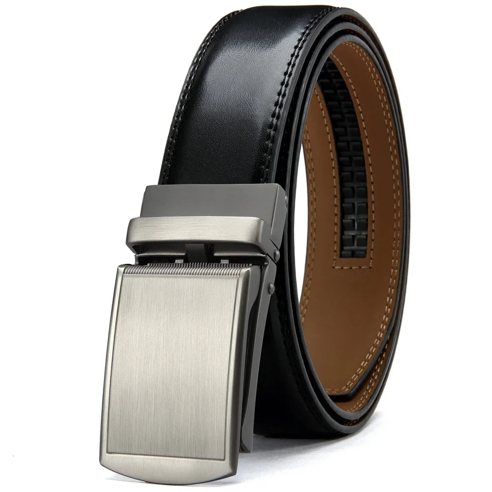 Men's Timeless Adjustable Leather Ratchet Belt-Men's Belts-Calvaro-Black-115 cm-ByCalvaro