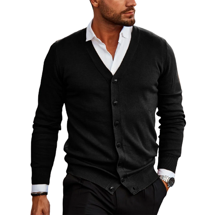 Men’s Timeless Button Up Vest Versatile Style-Cardigans-Calvaro-Black-S-ByCalvaro