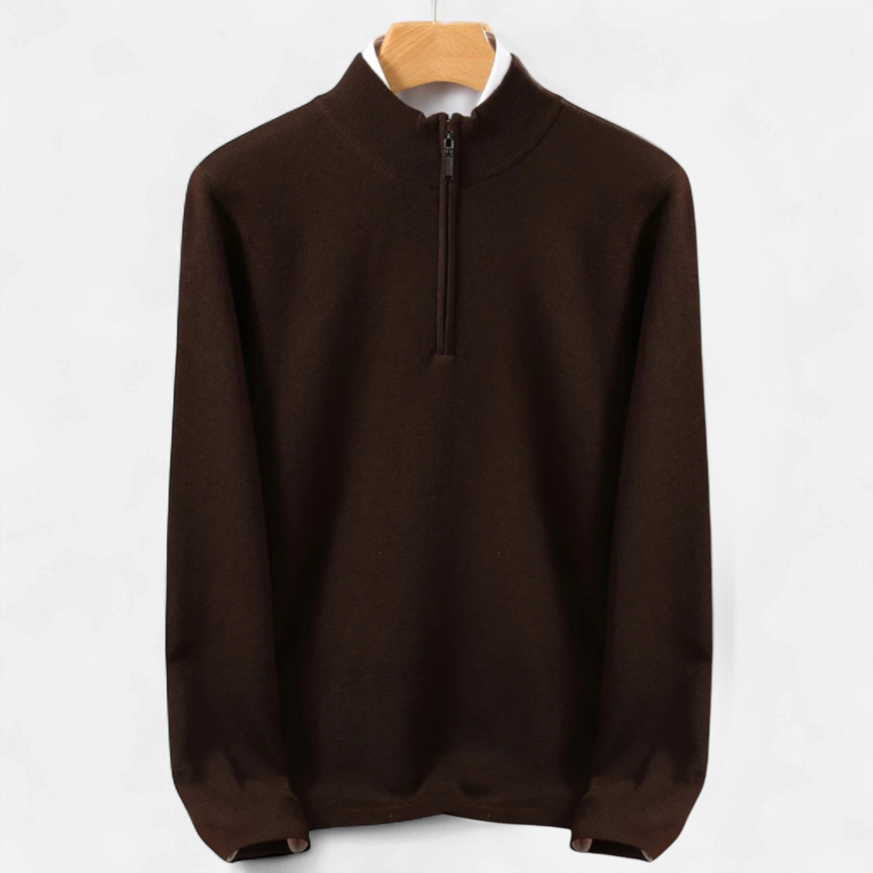 Men’s Timeless Half Collar Sweater-Sweaters-Calvaro-Coffee Brown-M-ByCalvaro