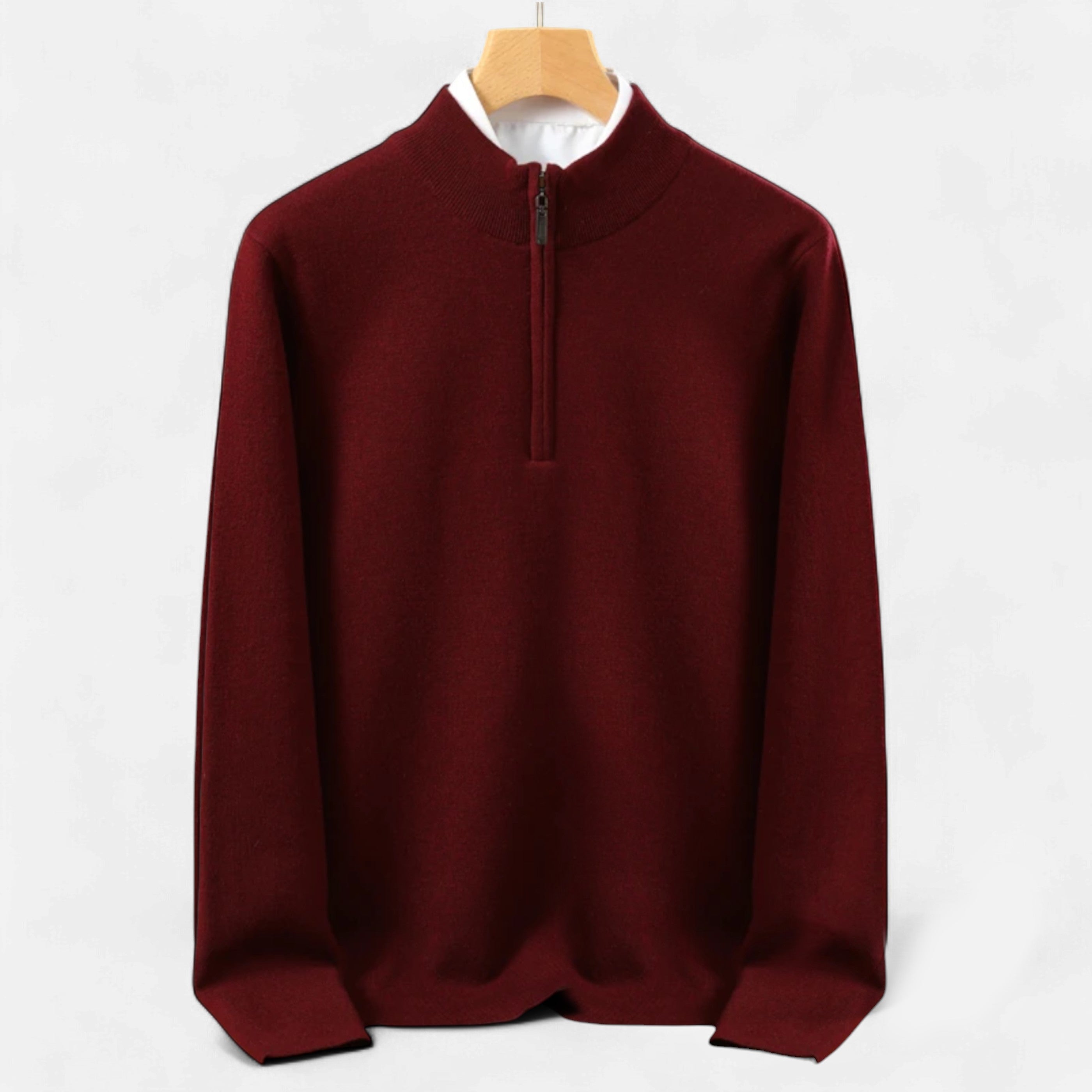 Men’s Timeless Half Collar Sweater-Sweaters-Calvaro-Reddish Brown-M-ByCalvaro