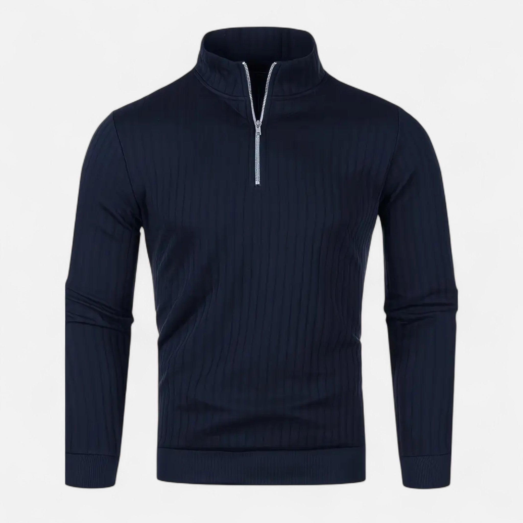 Men’s Timeless Quarter Zip High Neck Sweater-Sweaters men-Calvaro-Marineblue-S-ByCalvaro