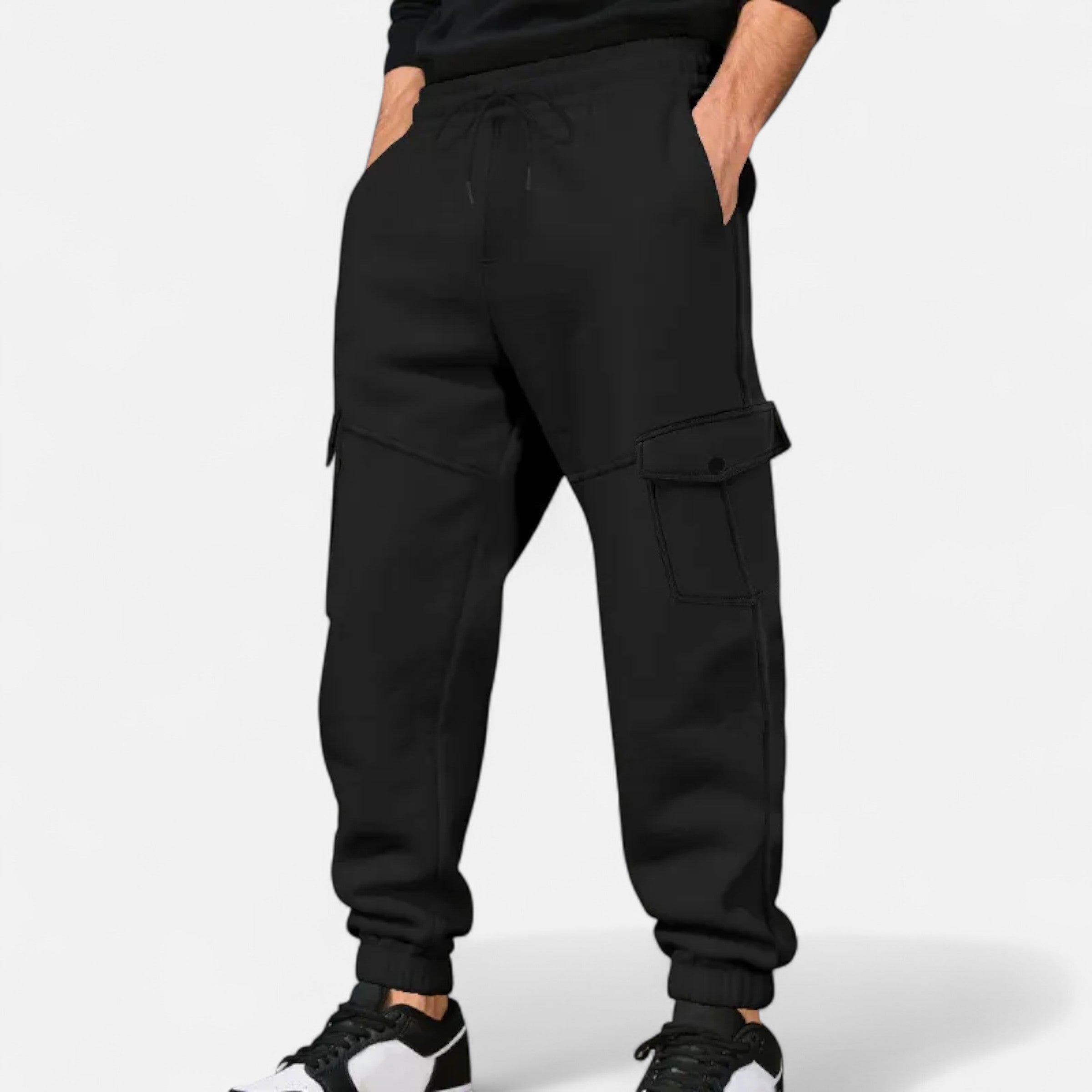 Men’s Urban Ankle Banded Cargo Pants-Pants-Calvaro-Black-S-ByCalvaro