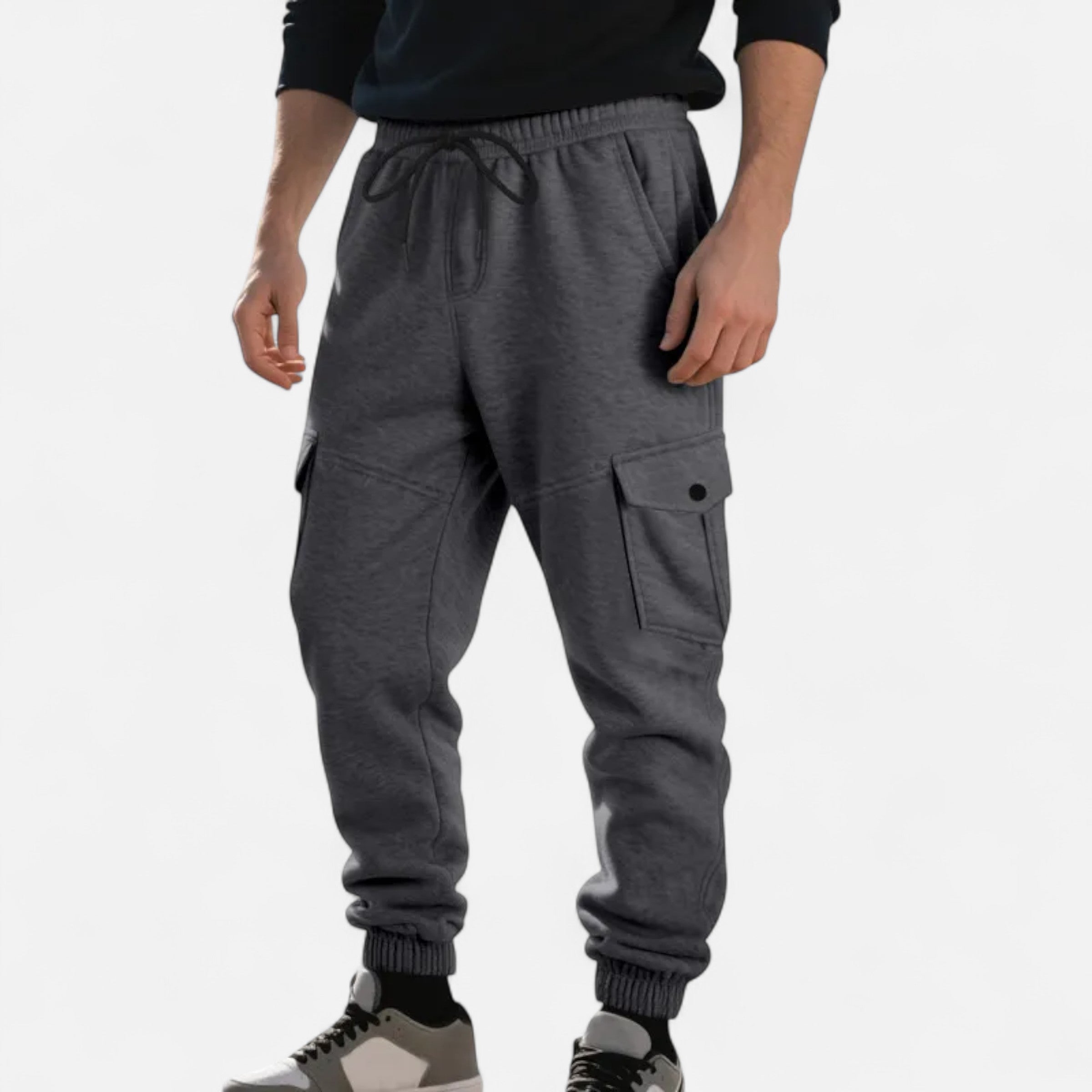 Men’s Urban Ankle Banded Cargo Pants-Pants-Calvaro-Dark Grey-S-ByCalvaro