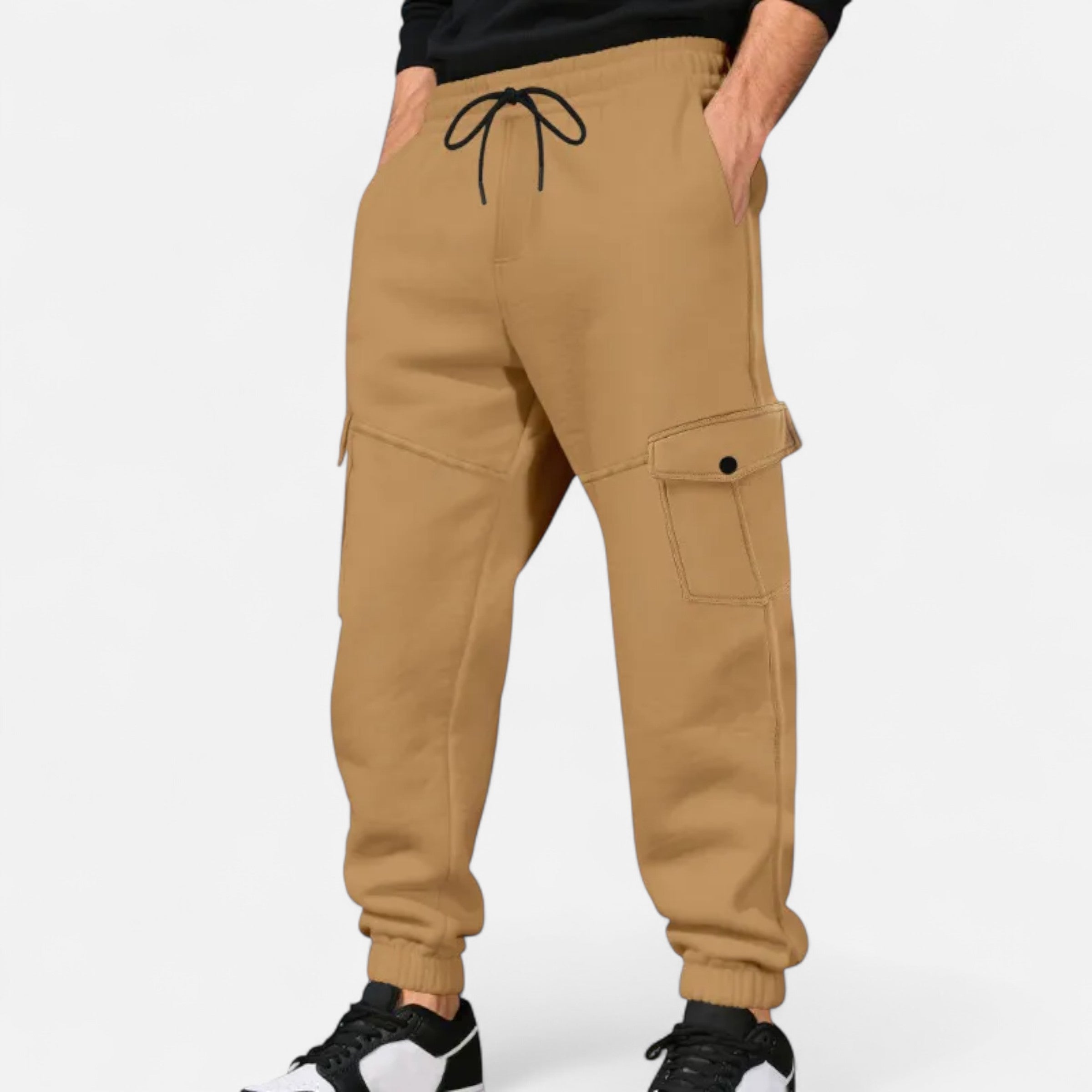 Men’s Urban Ankle Banded Cargo Pants-Pants-Calvaro-Khaki-S-ByCalvaro