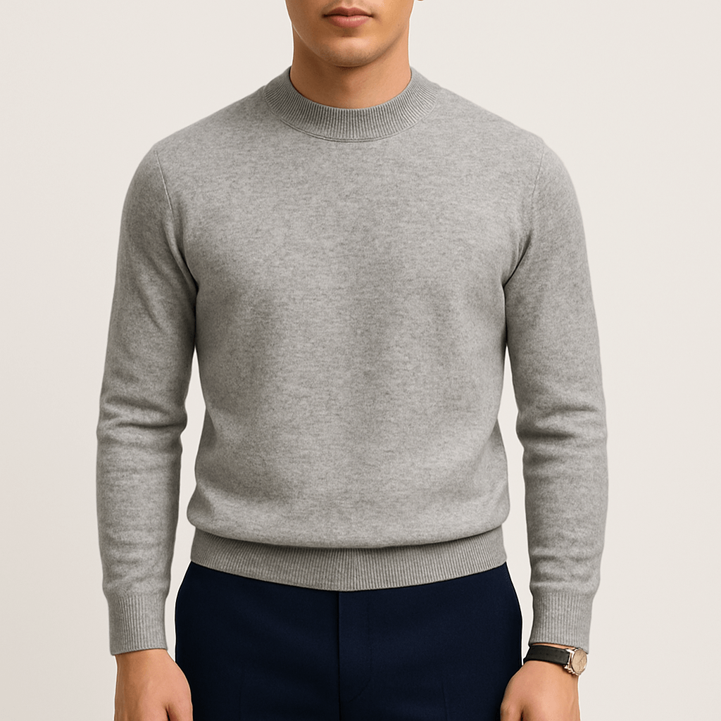 Men's Warm Slim Fit Pullover Knit Sweater-Sweaters-Calvaro-Grey-XS-ByCalvaro
