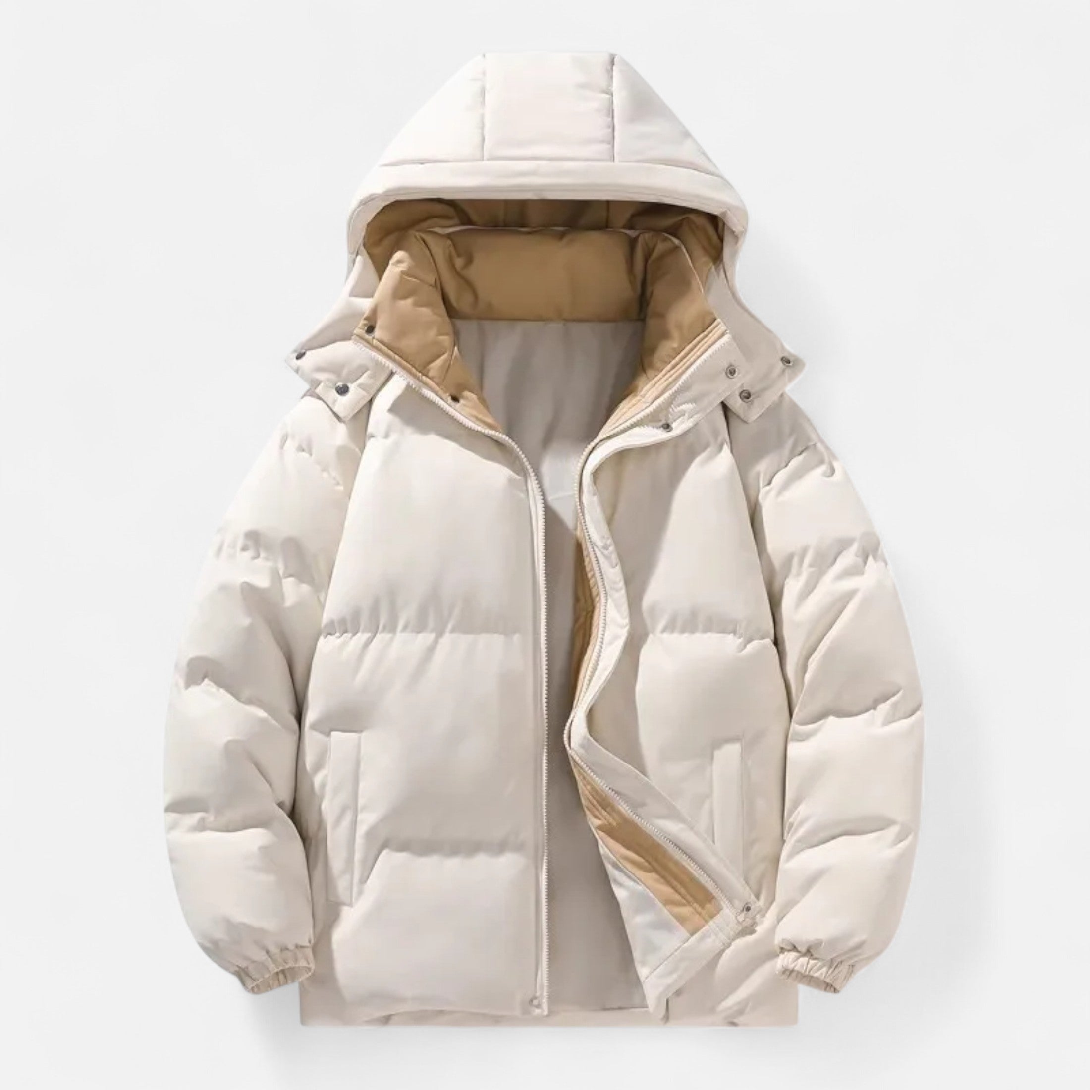 Men’s Windproof Heritage Hooded Parka-Jackets-Calvaro-Beige-M-ByCalvaro