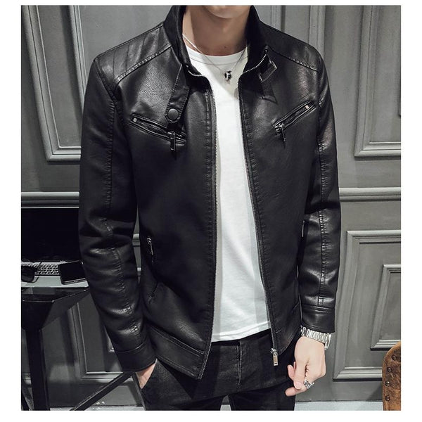 Men’s Zipped Biker Jacket-Jackets-Calvaro-ByCalvaro