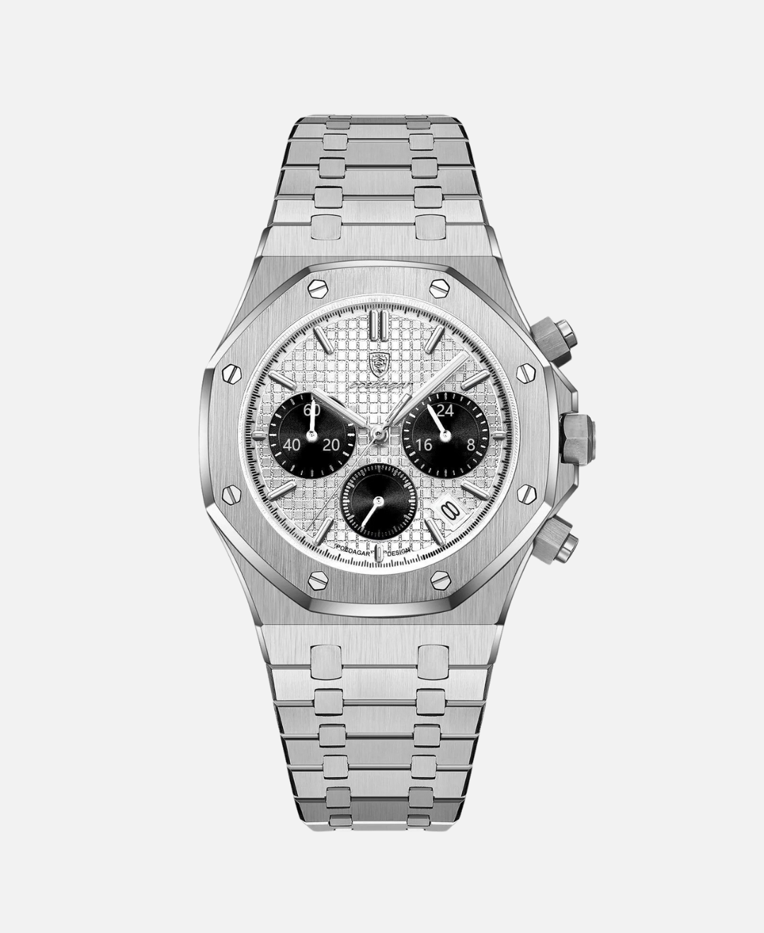 Calvaro Steel Quartz Chronograph-Watches-Calvaro-Silver/ White-ByCalvaro