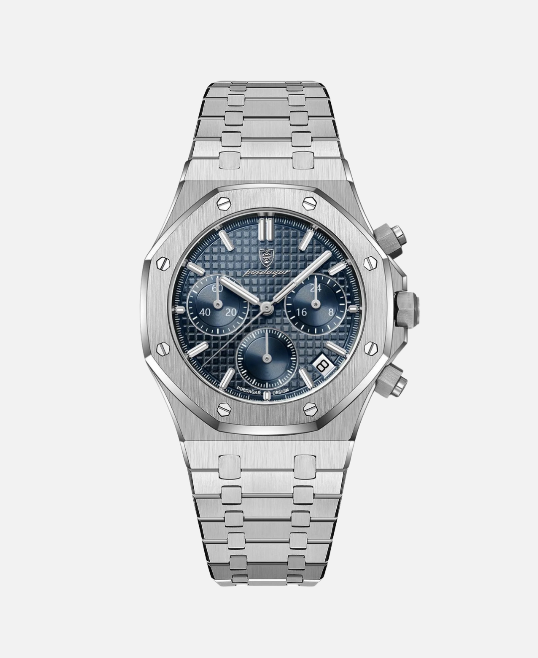 Calvaro Steel Quartz Chronograph-Watches-Calvaro-Silver/ Blue-ByCalvaro