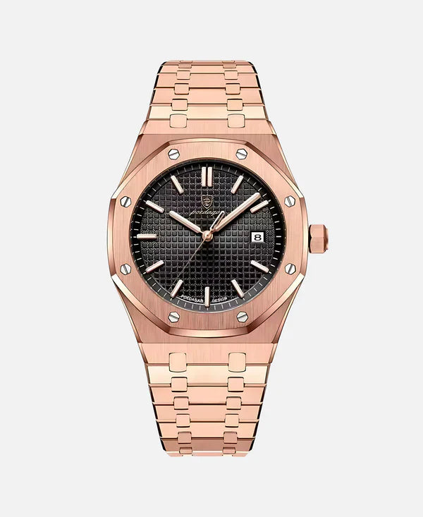Calvaro Oak Chronograph Quartz Watch-Watches-Calvaro-Pink Gold/ Black-ByCalvaro
