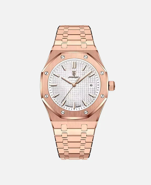 Calvaro Oak Chronograph Quartz Watch-Watches-Calvaro-Pink Gold/ White-ByCalvaro