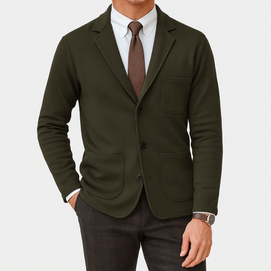 Men's Breathable Layering Essential Slim Fit Cardigan-Cardigans-Calvaro-Army Green-S-ByCalvaro