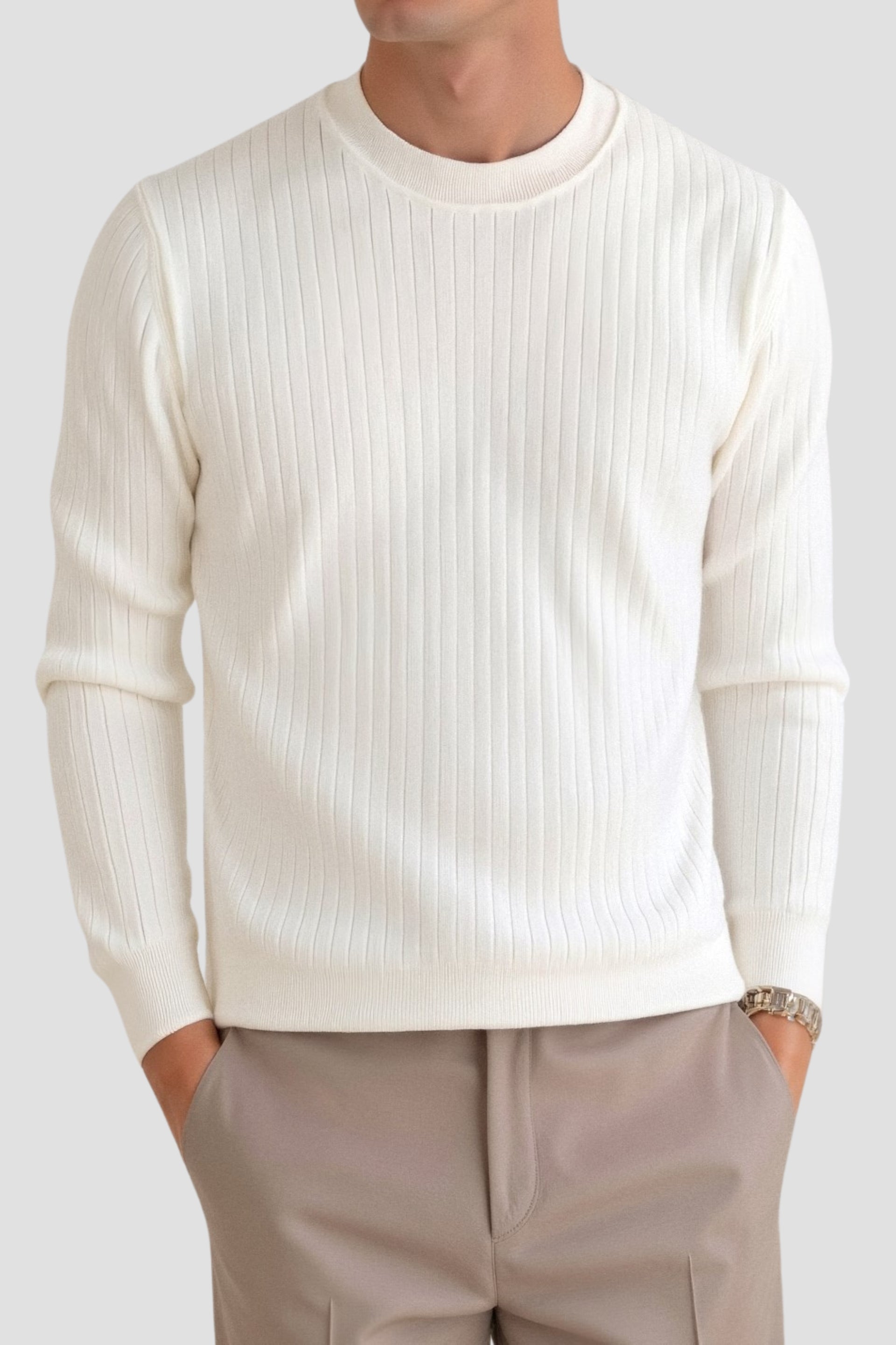 Men’s Casual Ribbed Knit Sweater-Men's Sweaters-Calvaro-ByCalvaro