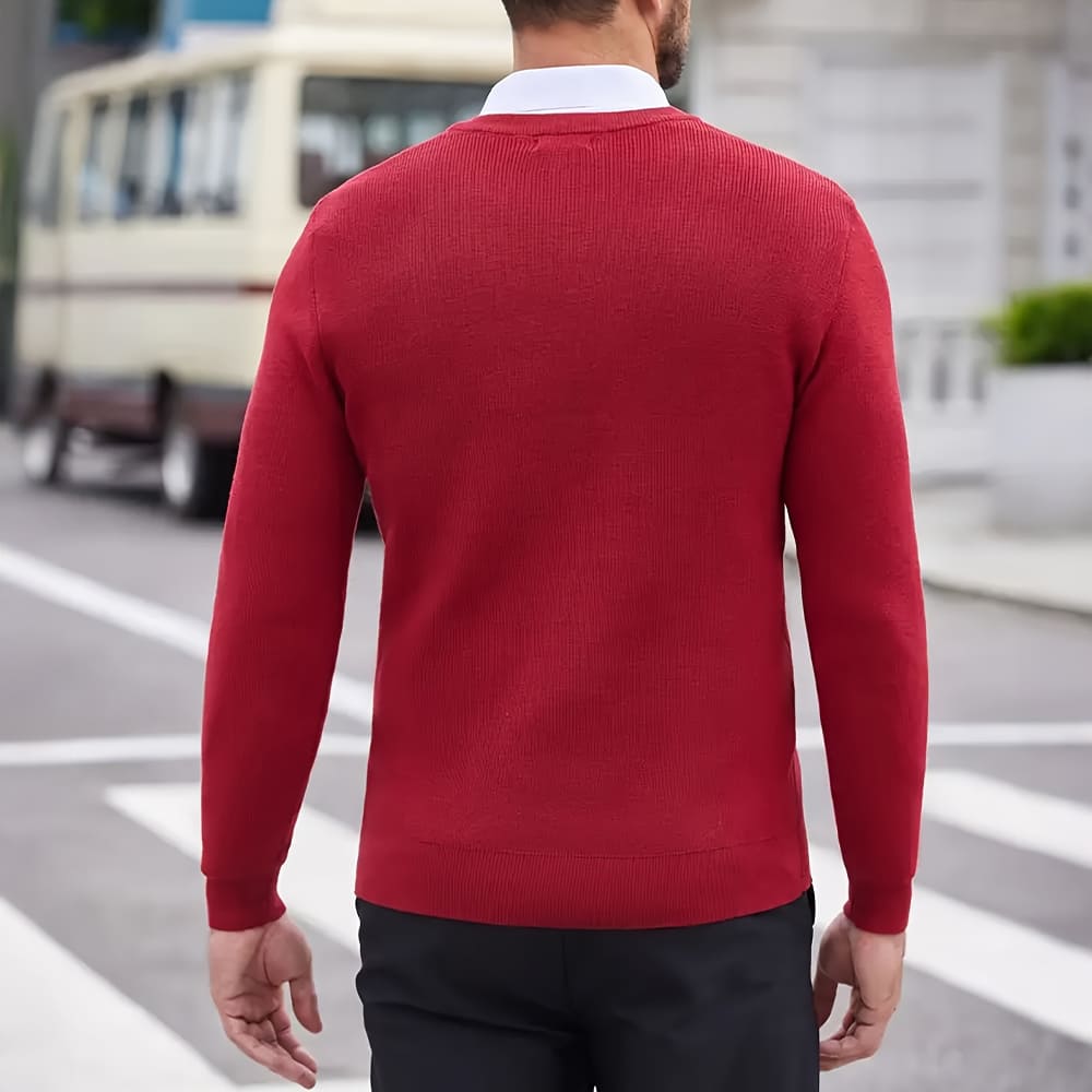 Men’s Casual V-Neck Sweater-Sweaters-Calvaro-ByCalvaro