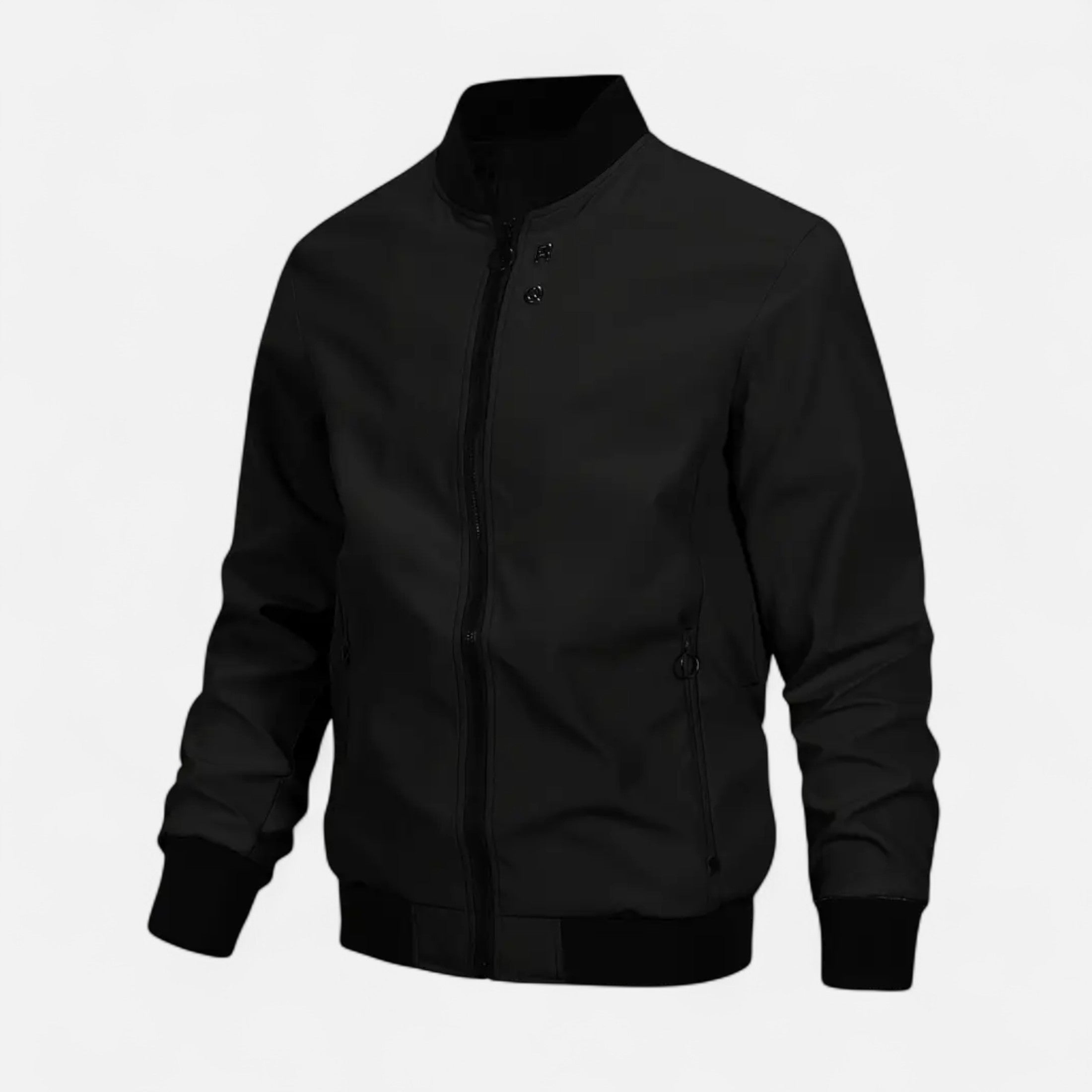 Men’s Classic Bomber Jacket Stand Collar-Jackets-Calvaro-Black-S-ByCalvaro