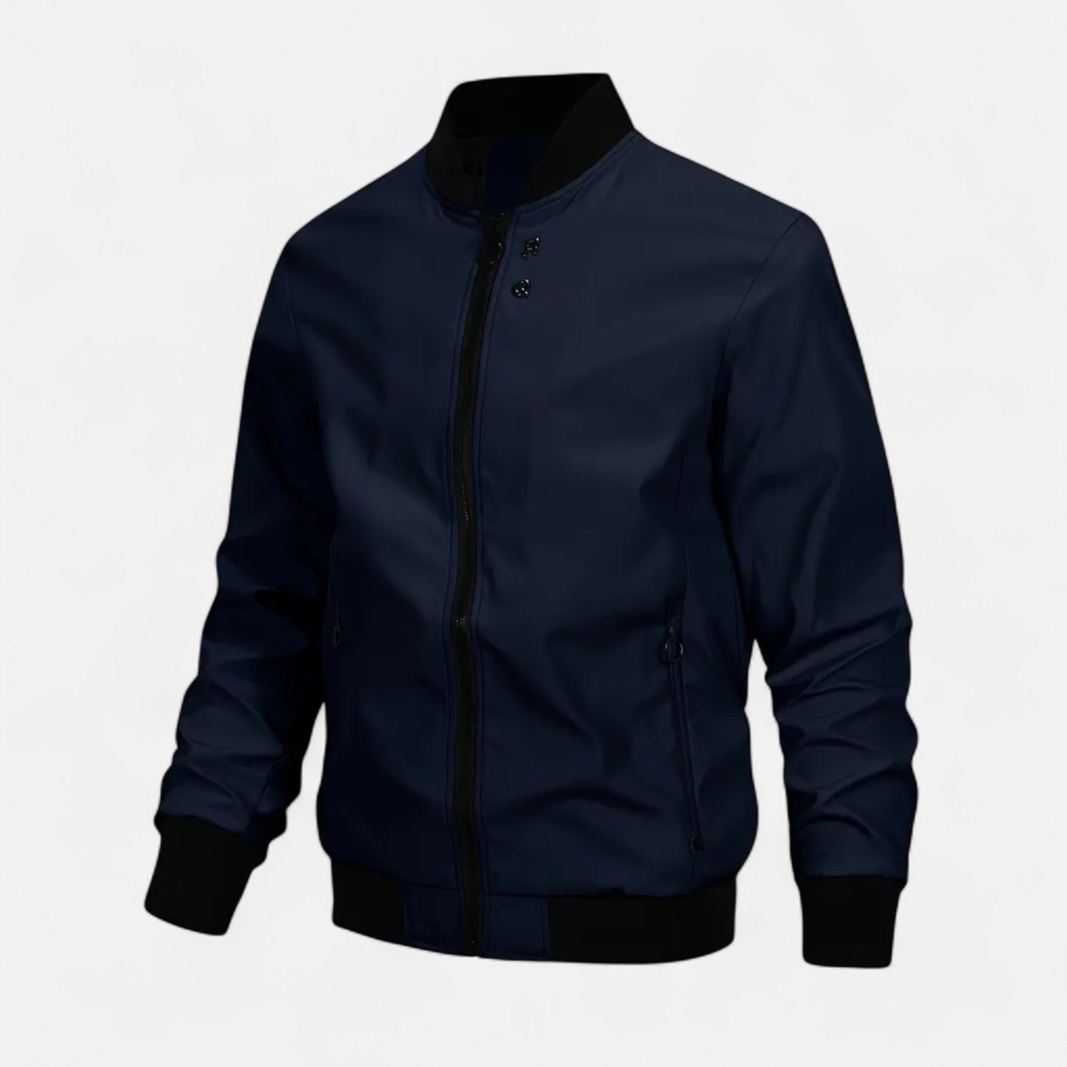 Men’s Classic Bomber Jacket Stand Collar-Jackets-Calvaro-Navy-S-ByCalvaro