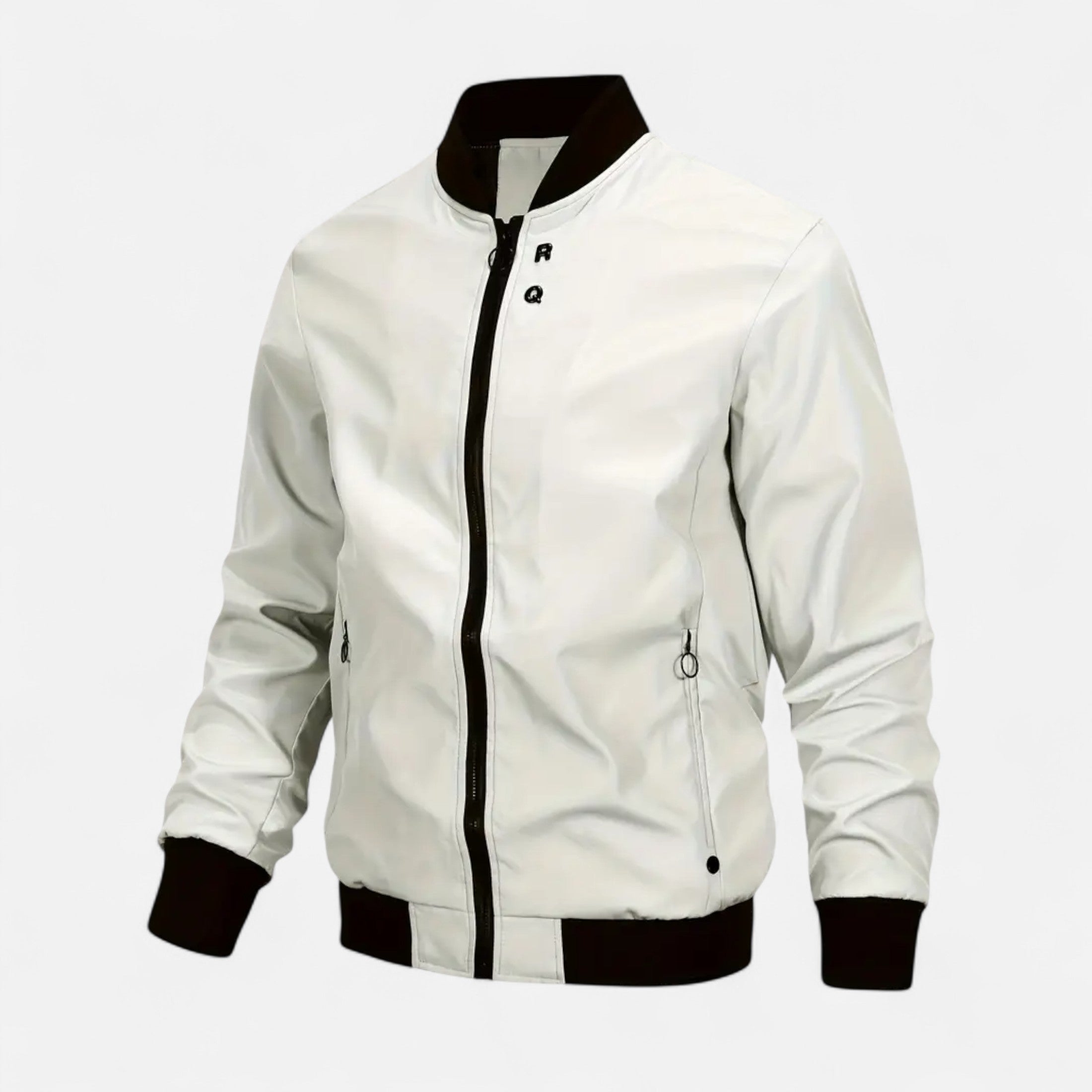 Men’s Classic Bomber Jacket Stand Collar-Jackets-Calvaro-White-S-ByCalvaro