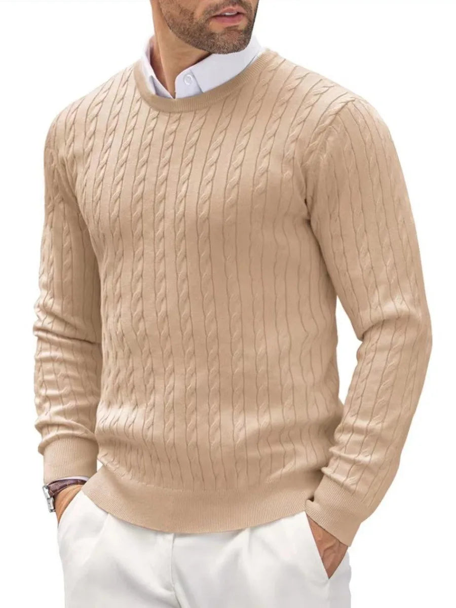 Men’s Classic Casual Sweater-Sweaters-Calvaro-Beige-M-ByCalvaro