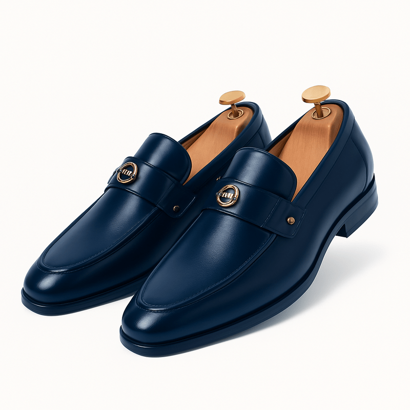 Men's Classic Elegance Penny Loafers-Loafers-Calvaro-Blue-5-ByCalvaro