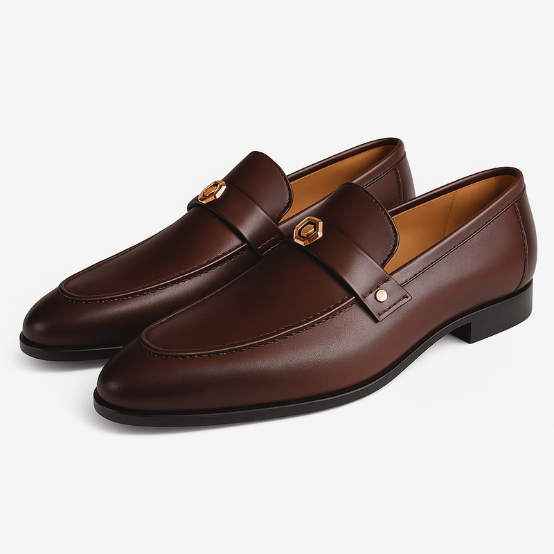 Men's Classic Elegance Penny Loafers-Loafers-Calvaro-Brown-5-ByCalvaro