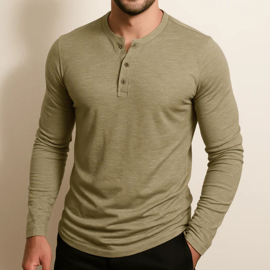 Men's Classic Long Sleeve Shirt Top-Shirts-Calvaro-Green-S-ByCalvaro