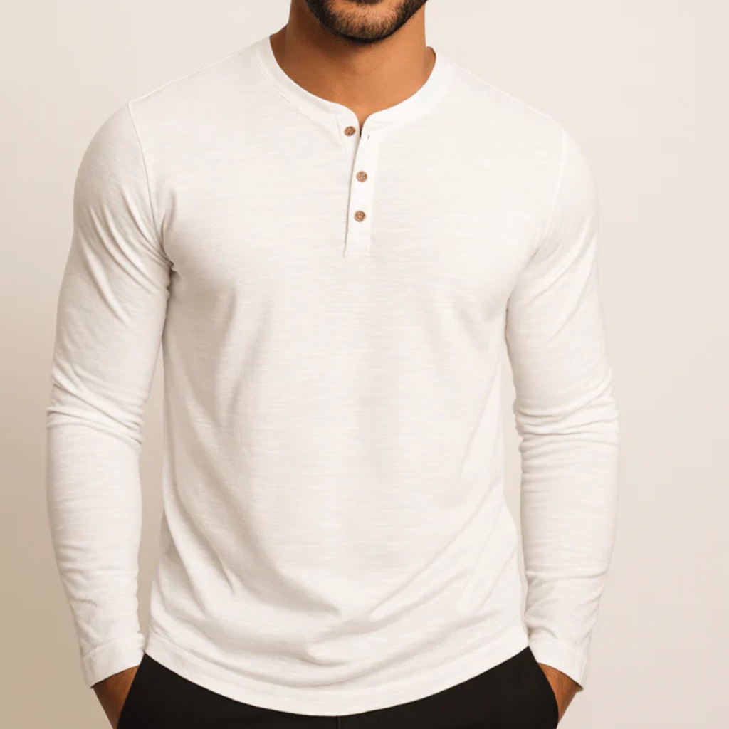 Men's Classic Long Sleeve Shirt Top-Shirts-Calvaro-White-S-ByCalvaro