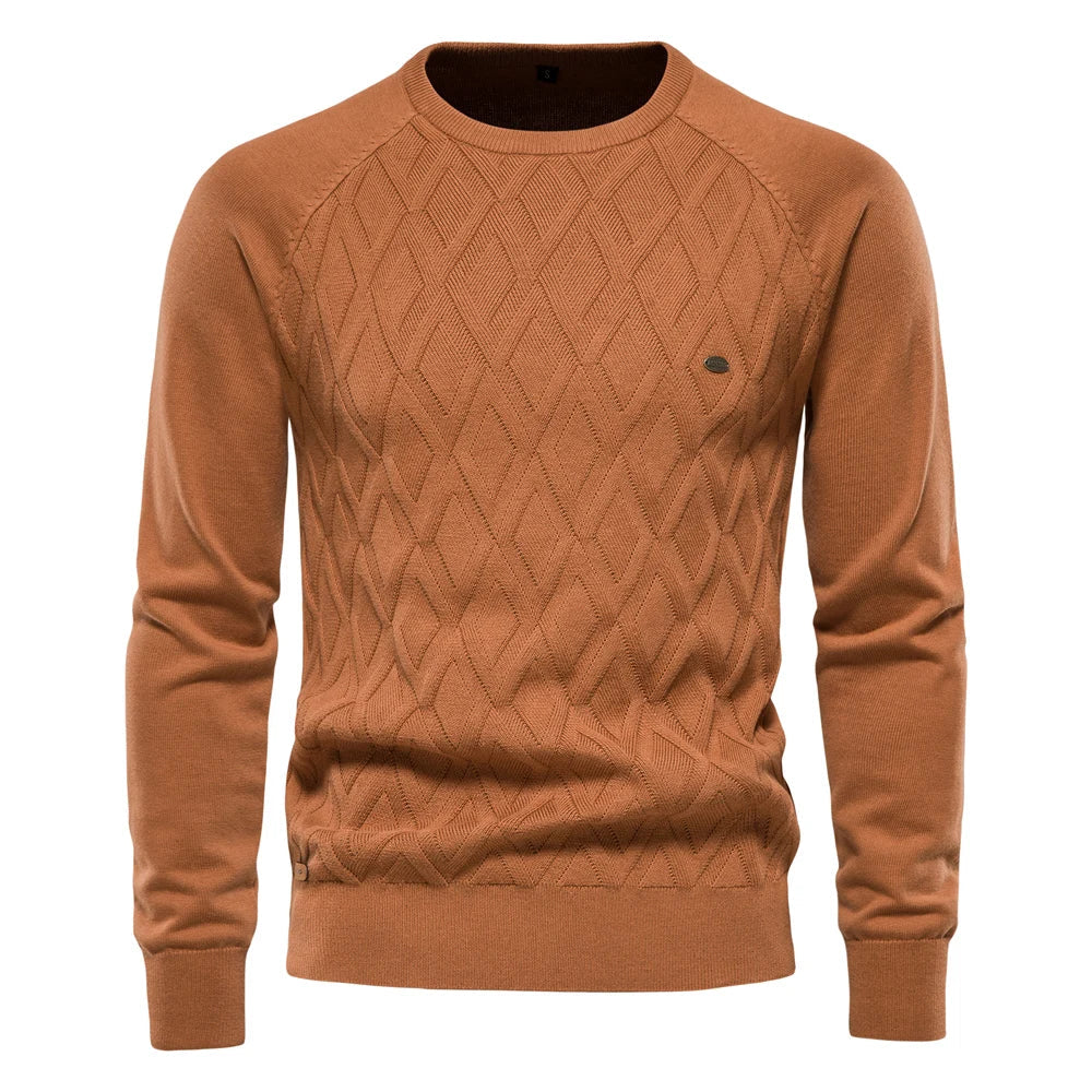 Men’s Classic O-Neck Sweater-Sweater 01-Calvaro-Chocolate-S-ByCalvaro