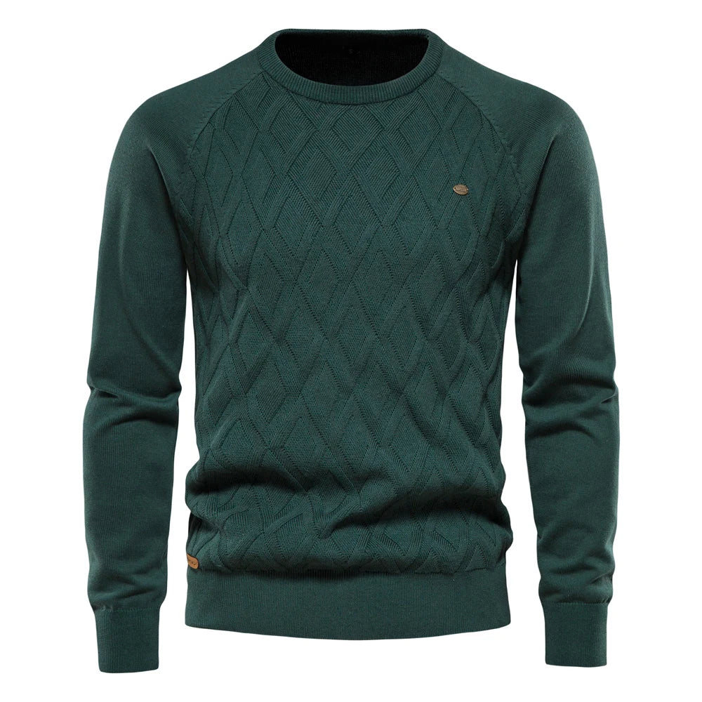 Men’s Classic O-Neck Sweater-Sweater 01-Calvaro-Green-S-ByCalvaro
