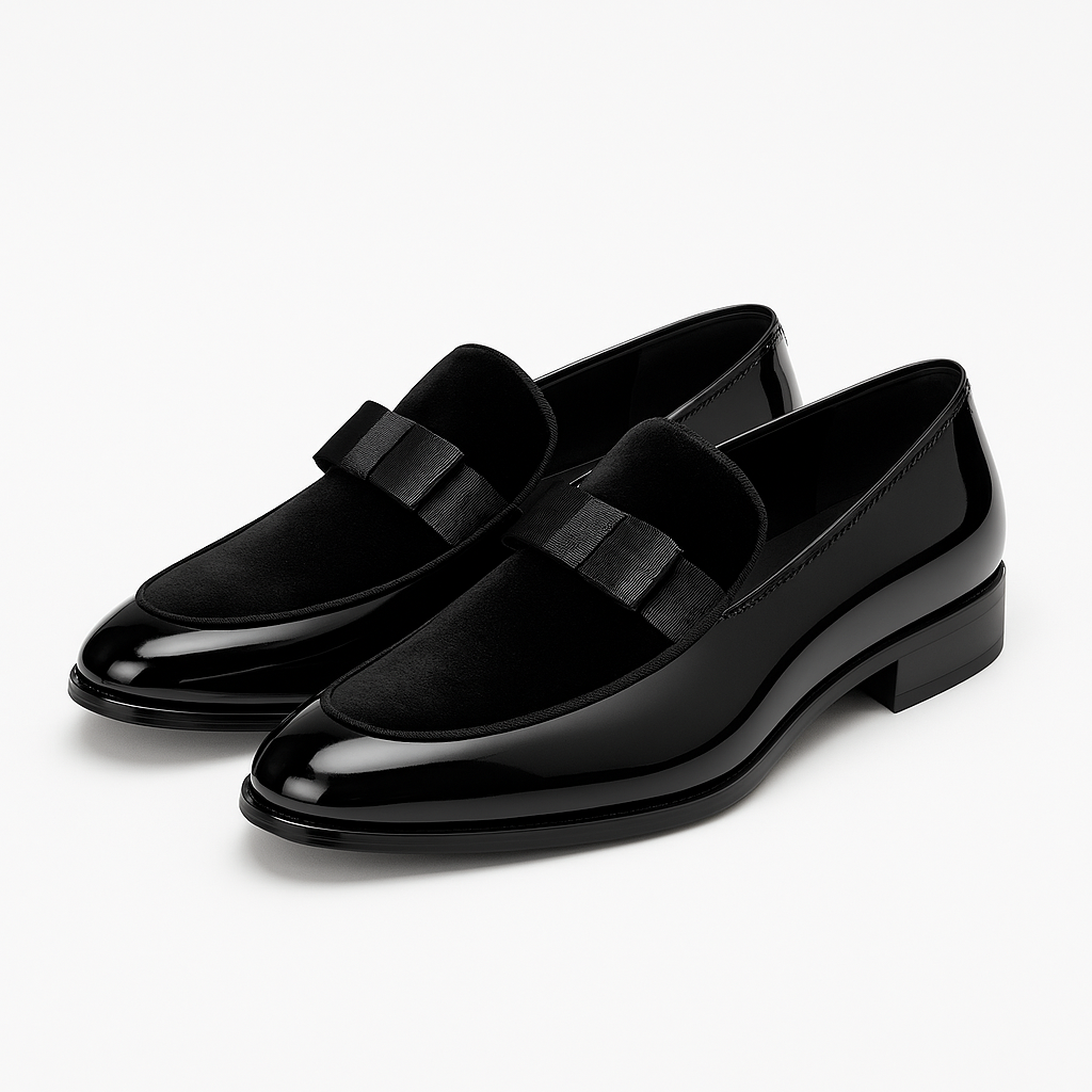Men’s Classic Slip On Loafers-Shoes-Calvaro-Black Bow-6-ByCalvaro