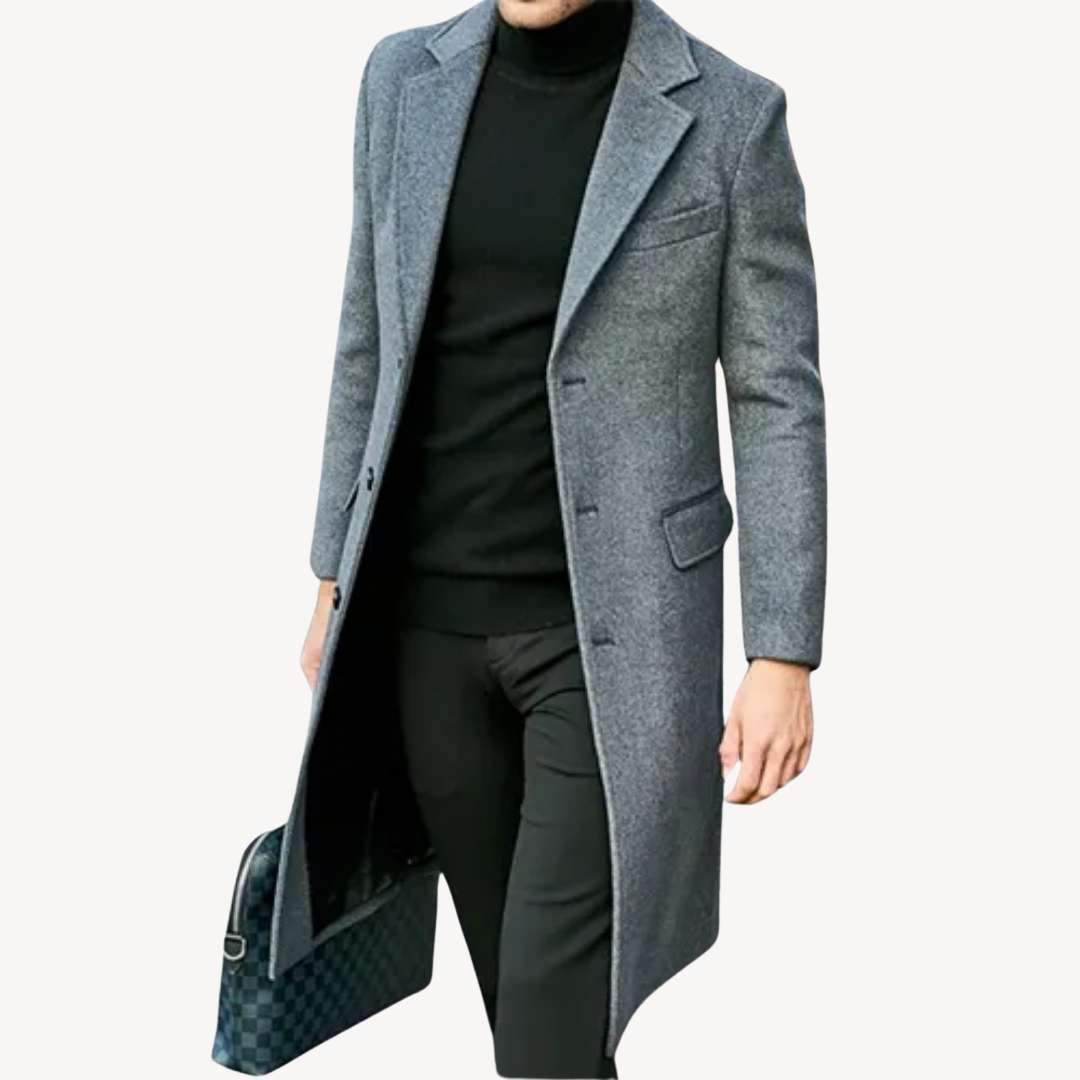 Men's Classic Tailored Long Coat-Men's Coats & Jackets-Calvaro-ByCalvaro