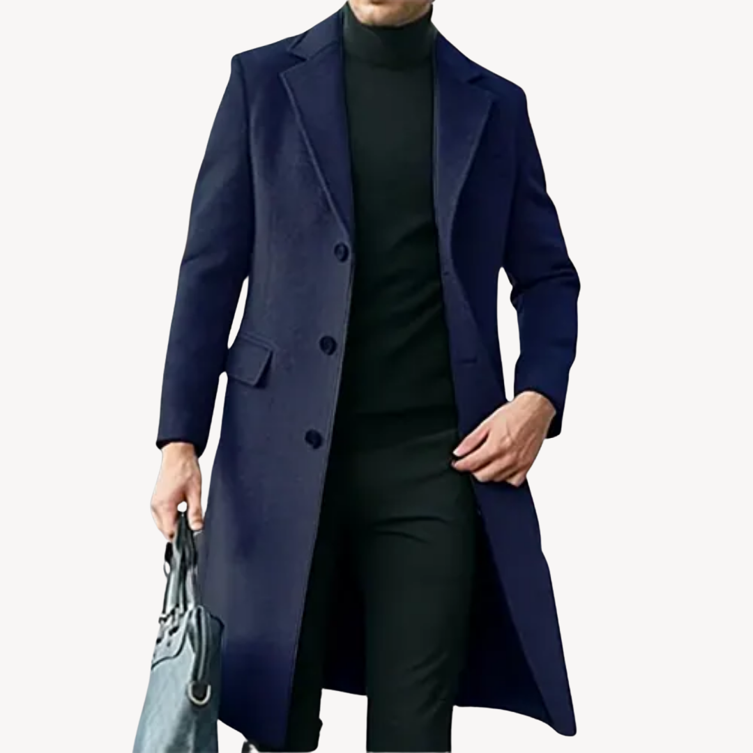Men's Classic Tailored Long Coat-Men's Coats & Jackets-Calvaro-ByCalvaro