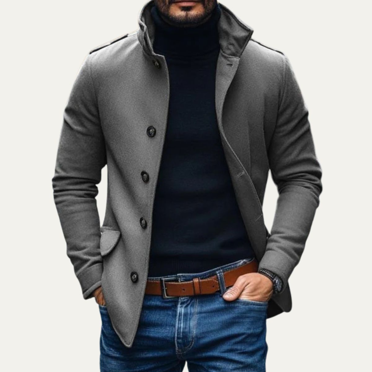 Men's Classic Tailored Style Overcoat-Overcoats-Calvaro-ByCalvaro