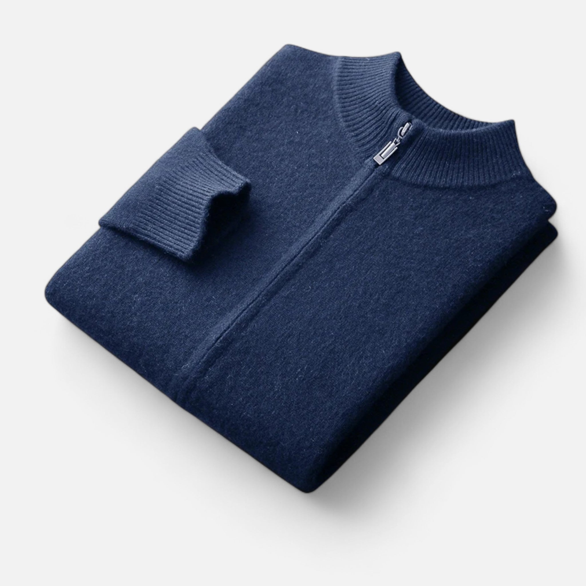 Men’s Classic Zip Cardigan Mock Collar-Cardigan-Calvaro-Blue-S-ByCalvaro