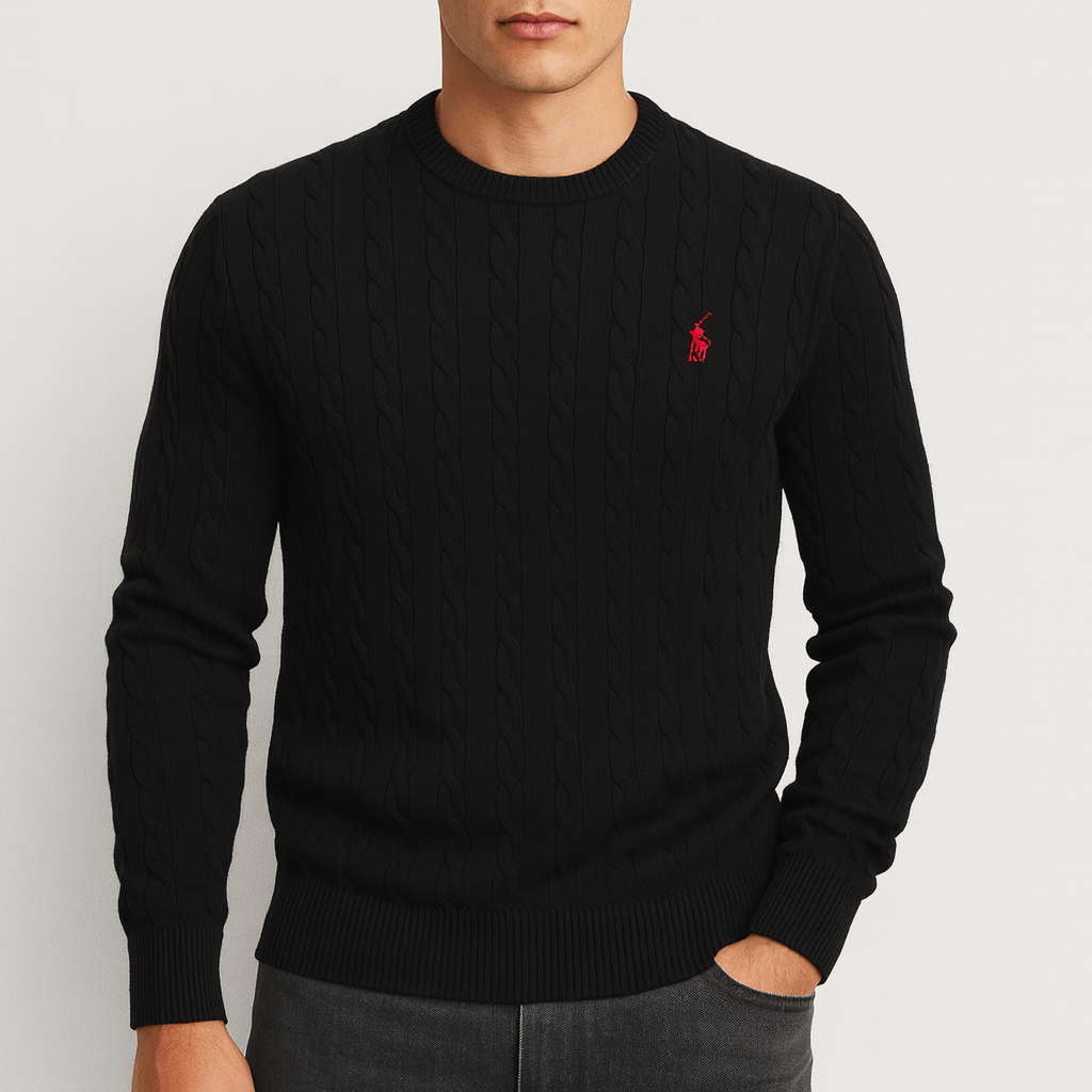 Men's Cozy Knitwear Cable Knit Jumper All Season-Sweaters-Calvaro-Black-S-ByCalvaro