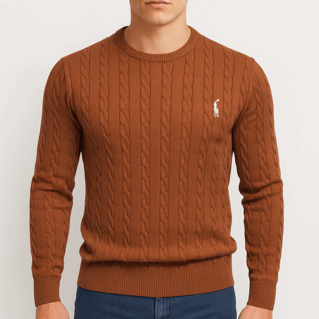 Men's Cozy Knitwear Cable Knit Jumper All Season-Sweaters-Calvaro-Brown-S-ByCalvaro
