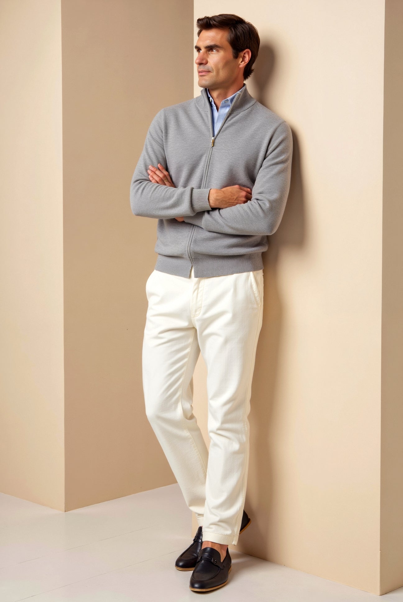 Men’s Full Zip Knit Cardigan Slim Fit-Men's Cardigans-ByCalvaro-ByCalvaro